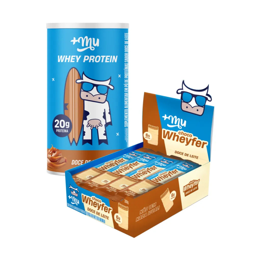 Combo Doce de Leite Mais Mu – Whey 450g + Chocowheyfer (12 unidades)